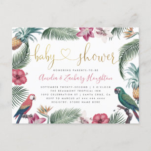 Invitation Carte Postale Baby shower manuscrit de tropiques de manuscrit