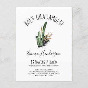 Invitation Carte Postale Baby shower mexicain des cactus de Saint-Guacamole