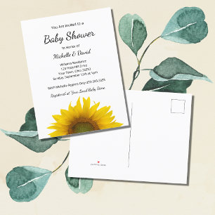 Invitation Carte Postale Baby shower moderne de genre tournesol neutre