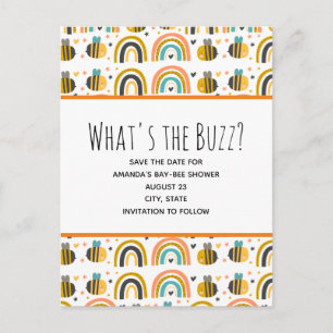 Invitation Carte Postale Baby shower Motif de Bumble Bee de mignonne Enregi