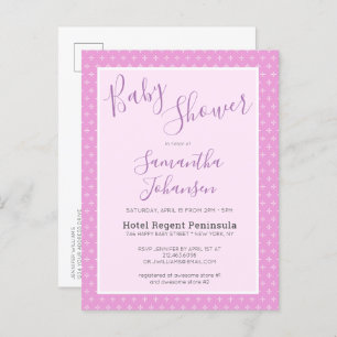 Invitation Carte Postale Baby shower Motif moderne simple rose