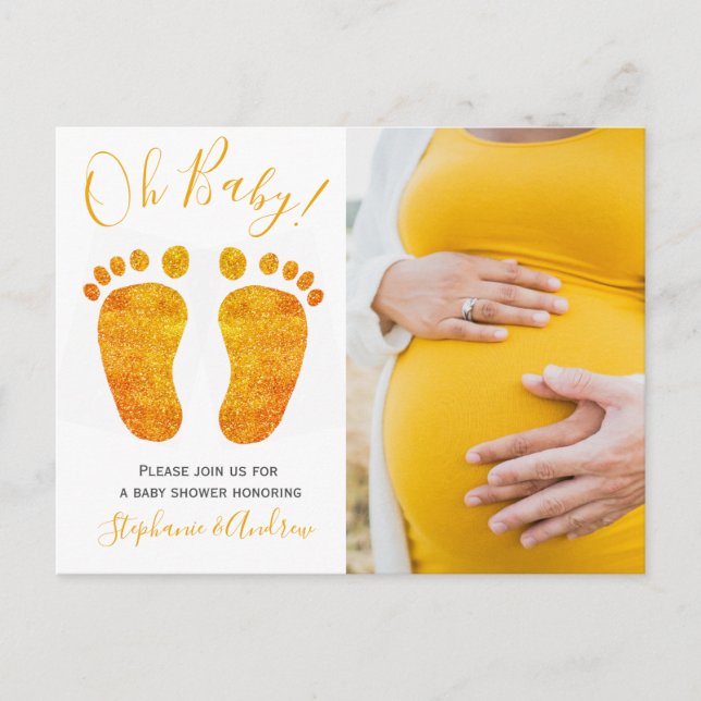 Invitation Carte Postale Baby shower Oh Baby Photo Couples (Devant)