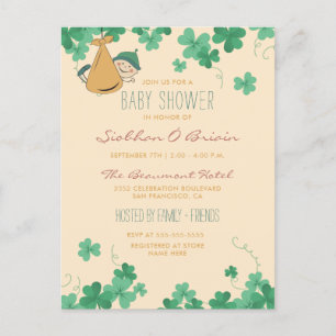 Invitation Carte Postale Baby shower orienté irlandais lunatique de