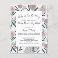 Baby shower Par Courrier Main Tirée Dusty Rose Flo