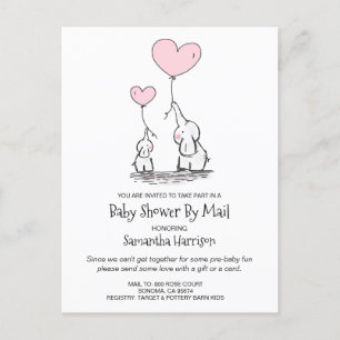 Invitation Carte Postale Baby shower Par Mail Maman & Baby Elephants