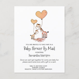 Invitation Carte Postale Baby shower Par Mail Maman Et Baby Giraffe
