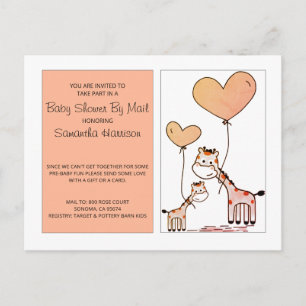 Invitation Carte Postale Baby shower Par Mail Maman Et Baby Giraffes