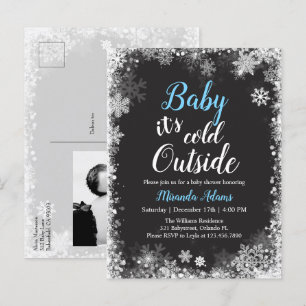 Invitation Carte Postale Baby shower photo de bonhomme d'hiver Snowflake