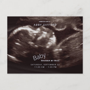 Invitation Carte Postale Baby shower photo Ultrasound par Mail Blue