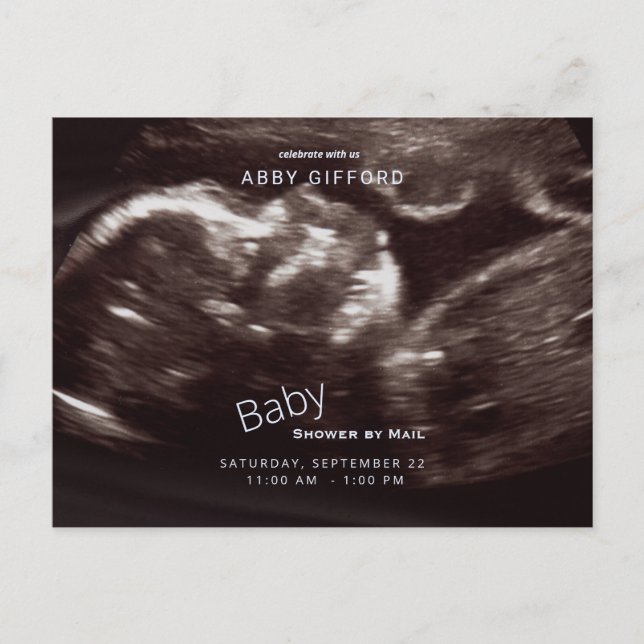 Invitation Carte Postale Baby shower photo Ultrasound par Mail Blue (Devant)