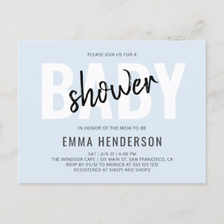 Invitation Carte Postale Baby shower simple moderne