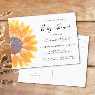 Invitation Carte Postale Baby shower tournesol