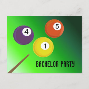 Invitation Carte Postale Balles de billard pour enterrement de vie de garço