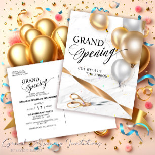 Invitation Carte Postale Ballons d'argent du ruban d'or Ciseaux Grand ouver