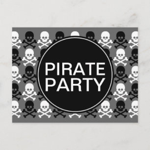 Invitation Carte Postale bande de crâne du centre de la fête des pirates
