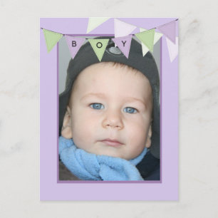 Invitation Carte Postale Bannière de la fête du 1er anniversaire du garçon