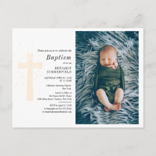 Invitation Carte Postale Baptême Cérémonie Religieuse Coutume Photo de Bébé