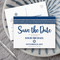 Bar Mitzvah Enregistrez la date Tallit bleu marine