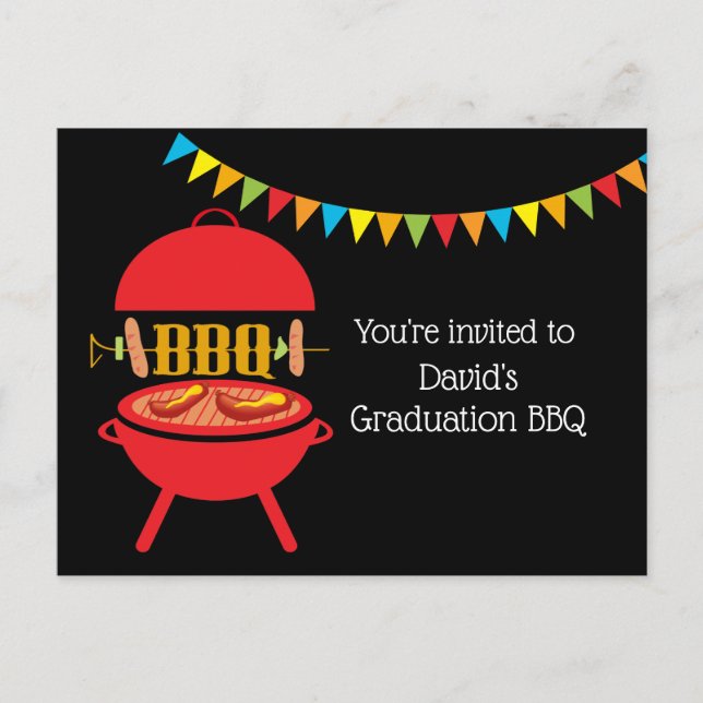 Invitation Carte Postale barbecue Graduation BBQ, barbecue, barbecue grill, (Devant)