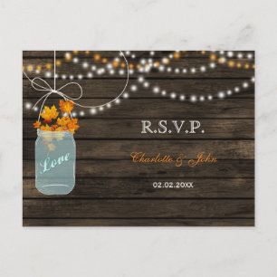 Invitation Carte Postale Barnwood mât jarres mariage de automne RSVP