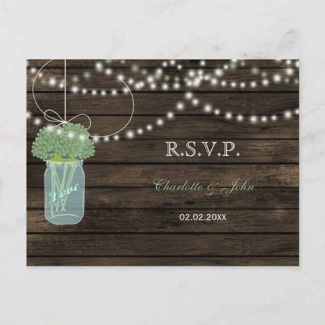 Invitation Carte Postale Barnwood mât jarres sage mariage RSVP (Devant)