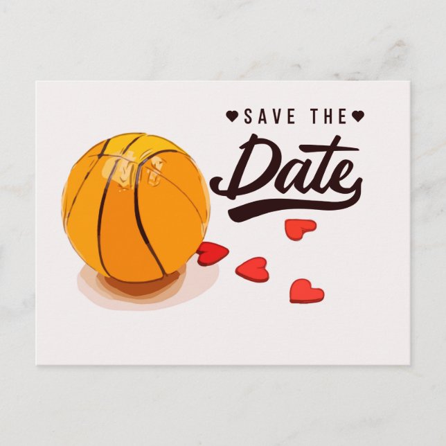 Invitation Carte Postale Basketball Enregistrer le Mariage de date (Devant)