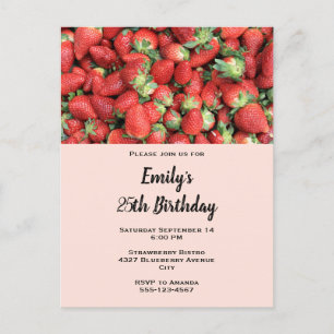 Invitation Carte Postale Batte de fraises rousses juteuses Anniversaire