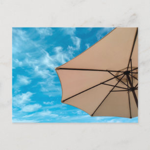 Invitation Carte Postale Beach party blues soleil océan parapluie pop coule