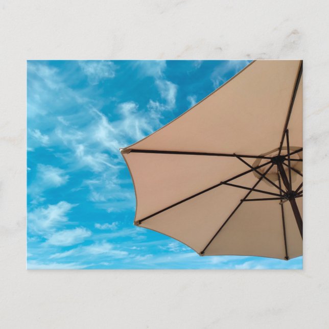 Invitation Carte Postale Beach party blues soleil océan parapluie pop coule (Devant)