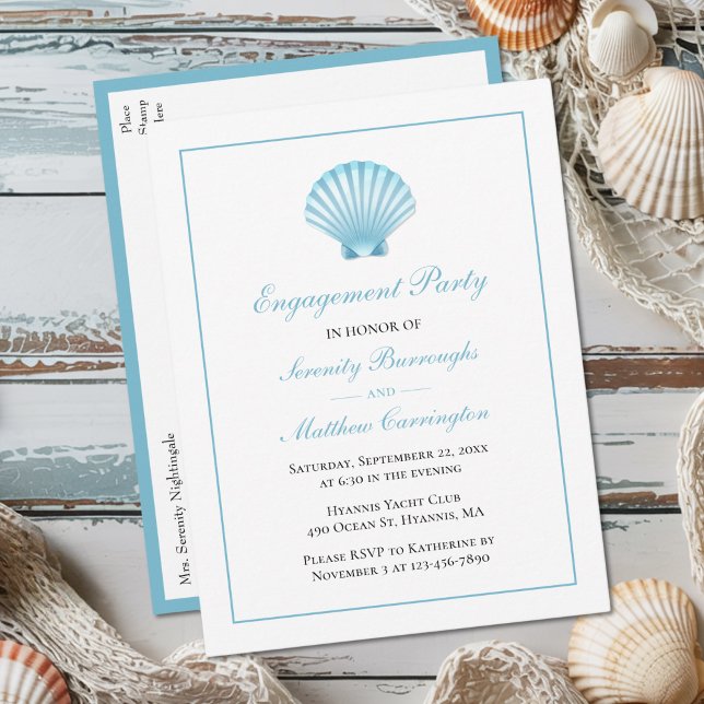 Invitation Carte Postale Beach Seashell Nautique Mariage (Créateur téléchargé)