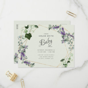 Invitation Carte Postale Beau Baby shower de liage de lavande