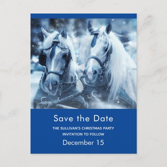 Invitation Carte Postale Beautiful Horse Team Winter Photo Enregistrer la d (Devant)