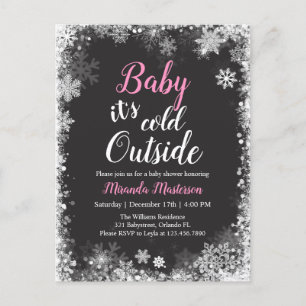 Invitation Carte Postale Bébé c'est froid hors du Baby shower d'hiver