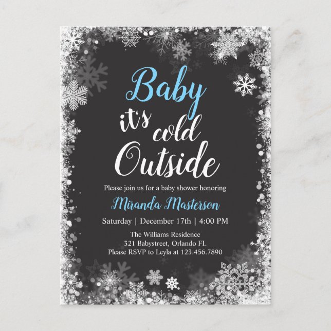 Invitation Carte Postale Bébé Il fait froid à l'extérieur du Baby shower d' (Devant)