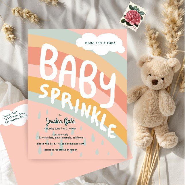 Invitation Carte Postale BÉBÉ SPRINKLE Cute Nuages Rainbow Rain Custom (BABY SPRINKLE Cute Clouds Rainbow Rain Custom Invitation Postcard
)