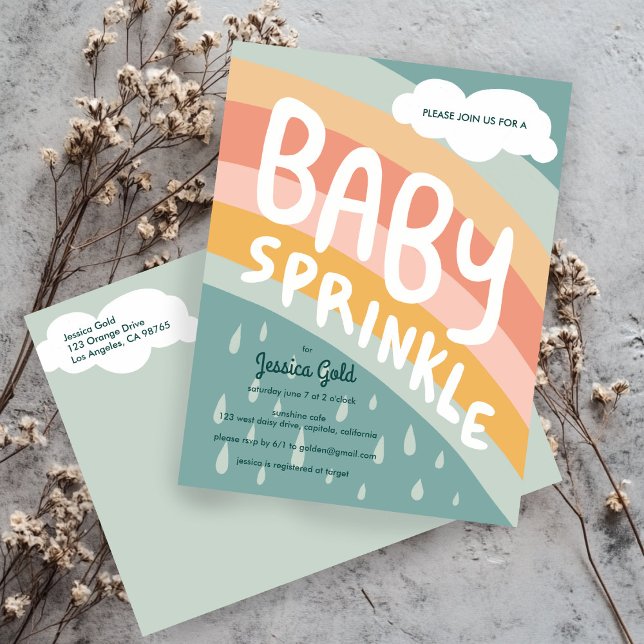 Invitation Carte Postale BÉBÉ SPRINKLE Cute Nuages Rainbow Rain Custom (BABY SPRINKLE Cute Clouds Rainbow Rain Custom Invitation Postcard
)