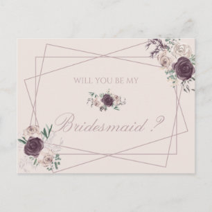 Invitation Carte Postale Beige Bourgogne Rose Serez-Vous Ma Serveuse D'Accu
