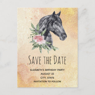 Invitation Carte Postale Belle aquarelle Cheval Head Enregistrer la date