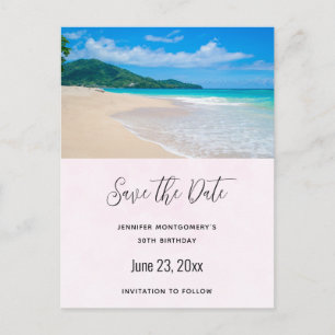 Invitation Carte Postale Belle plage de destination tropicale Enregistrer l