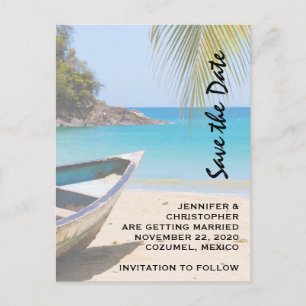 Invitation Carte Postale Belle Plage tropicale Mariage Sauvez la date