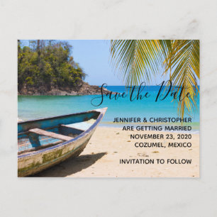 Invitation Carte Postale Belle Plage tropicale Mariage Sauvez la date