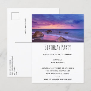 Invitation Carte Postale Belle Sunset Coastal photo Anniversaire