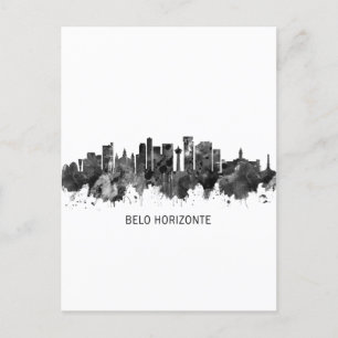 Invitation Carte Postale Belo Horizonte Brésil Skyline BW