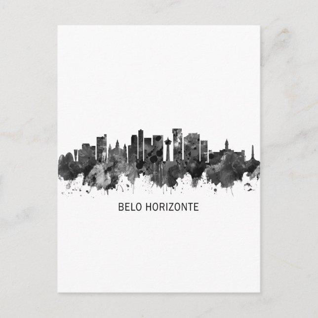 Invitation Carte Postale Belo Horizonte Brésil Skyline BW (Devant)