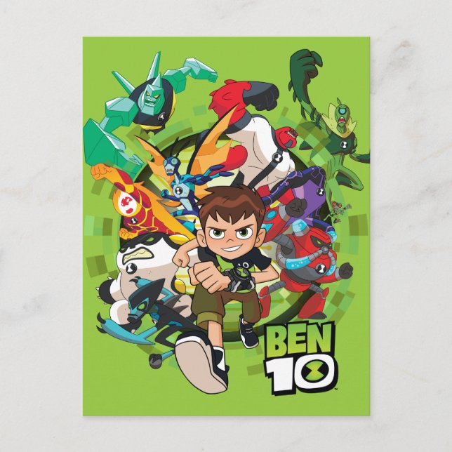 Invitation Carte Postale Ben 10 Alien Rush Graphique (Devant)