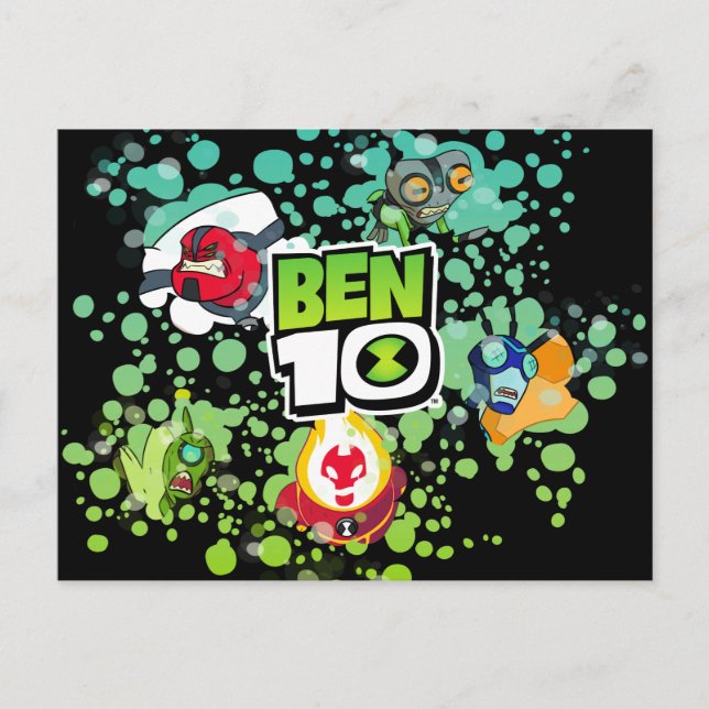 Invitation Carte Postale Ben 10 Aliens Formulaires Graphique de bulle (Devant)