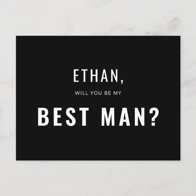 Invitation Carte Postale Best Man Demande Modern Simple (Devant)