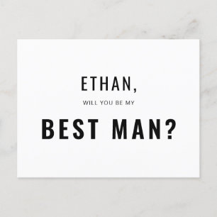 Invitation Carte Postale Best Man Demande Modern Simple