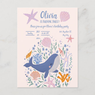 Invitation Carte Postale Bétale adorable et vie marine