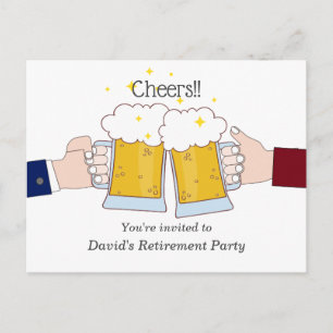 Invitation Carte Postale bières, à la santé, fête de départ à la retraite d